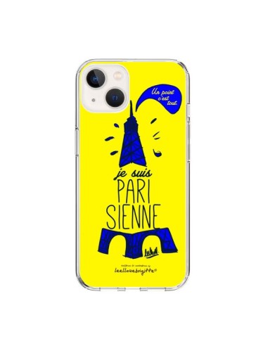 Coque iPhone 15 Je suis Parisienne La Tour Eiffel Jaune - Leellouebrigitte