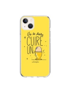 Coque iPhone 15 Va te faire cuir un oeuf jaune -...