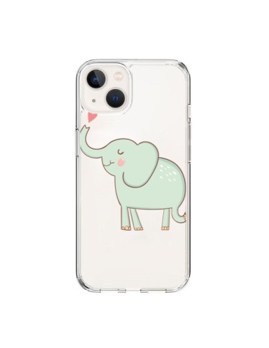 Coque iPhone 15 Elephant Elefant Animal Coeur Love  Transparente - Petit Griffin