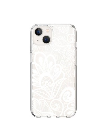 iPhone 15 Case Pizzo Flowers Flower White Clear - Petit Griffin