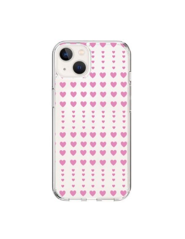 Coque iPhone 15 Coeurs Heart Love Amour Rose Transparente - Petit Griffin
