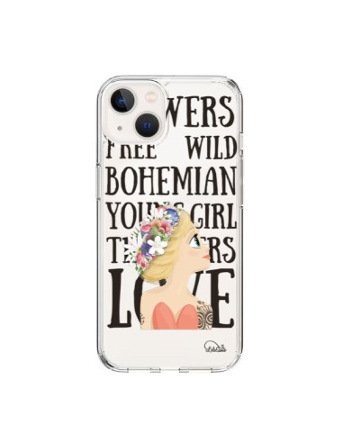 Coque iPhone 15 Flowers Love Transparente - Lolo Santo