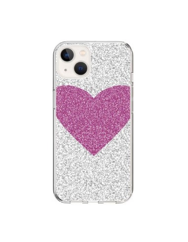 Coque iPhone 15 Coeur Rose Argent Love - Mary Nesrala