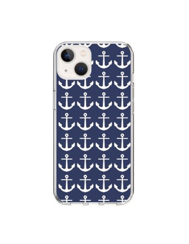 Coque iPhone 15 Ancre Marin Bleu Anchors Navy - Mary Nesrala