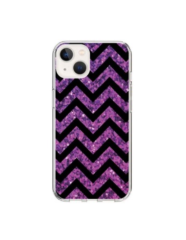 Coque iPhone 15 Chevron Purple Sparkle Triangle Azteque - Mary Nesrala