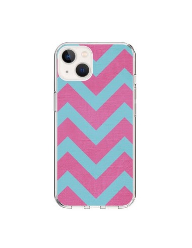 Coque iPhone 15 Strawberry Chevron Rose Bleu - Mary Nesrala