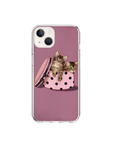 Coque iPhone 15 Chaton Chat Kitten Boite Pois - Maryline Cazenave
