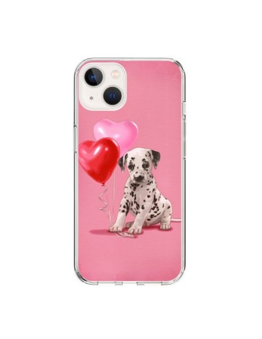 Coque iPhone 15 Chien Dog Dalmatien Ballon Coeur - Maryline Cazenave