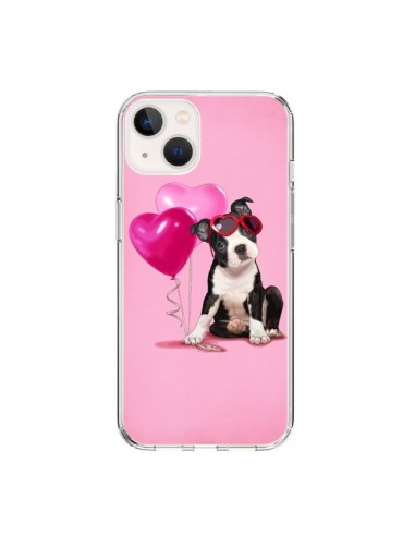 Coque iPhone 15 Chien Dog Ballon Lunettes Coeur Rose - Maryline Cazenave