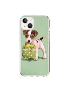 Coque iPhone 15 Chien Dog Shopping Sac Pois Vert -...