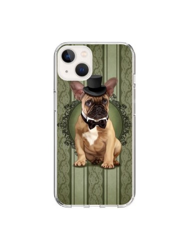 Cover iPhone 15 Cane Bulldog Papillon Cappello - Maryline Cazenave