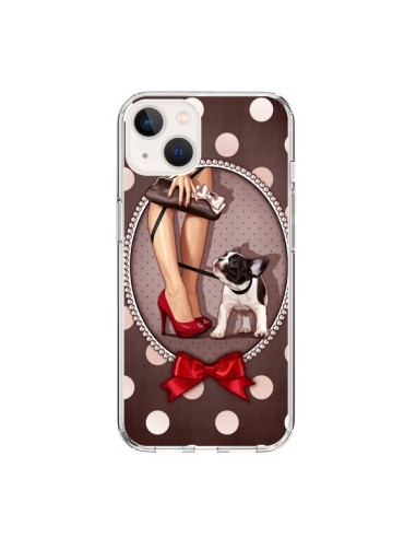 Coque iPhone 15 Lady Jambes Chien Dog Pois Noeud papillon - Maryline Cazenave