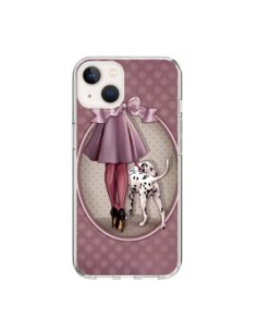 Coque iPhone 15 Lady Chien Dog Dalmatien Robe Pois -...