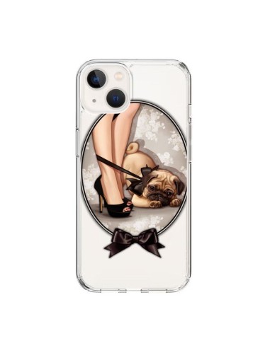 Coque iPhone 15 Lady Jambes Chien Bulldog Dog Noeud Papillon Transparente - Maryline Cazenave