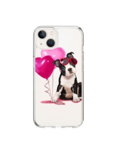 Cover iPhone 15 Cane Dog Palloncini Occhiali Cuore Rosa...