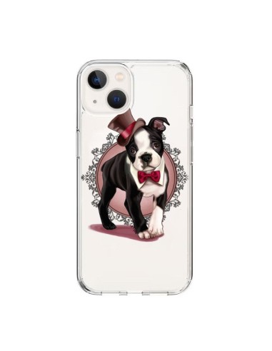 Coque iPhone 15 Chien Bulldog Dog Gentleman Noeud Papillon Chapeau Transparente - Maryline Cazenave