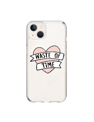 Coque iPhone 15 Waste Of Time Transparente - Maryline Cazenave