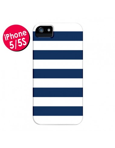 Coque Bandes Marinières Bleu Blanc Gaultier pour iPhone 5 et 5S - Mary Nesrala
