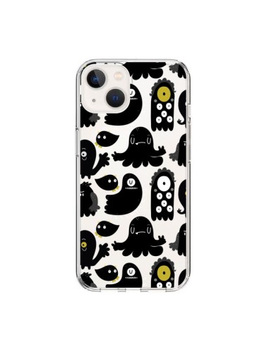 Coque iPhone 15 Monsters Monstres Pattern Transparente - Maria Jose Da Luz