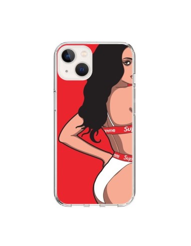 Coque iPhone 15 Pop Art Femme Rouge - Mikadololo
