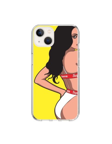 Coque iPhone 15 Pop Art Femme Jaune - Mikadololo