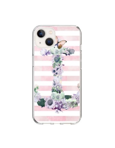 Coque iPhone 15 Ancre Rose Fleurs Navire - Monica Martinez