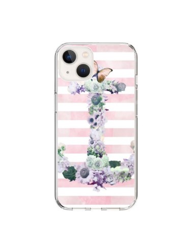 Coque iPhone 15 Ancre Rose Fleurs Navire - Monica Martinez