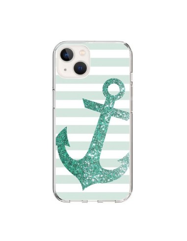 Coque iPhone 15 Ancre Vert Navire - Monica Martinez