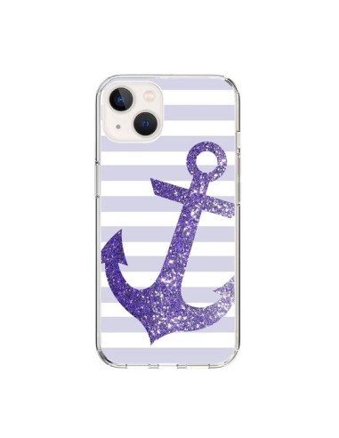 Coque iPhone 15 Ancre Violet Navire - Monica Martinez