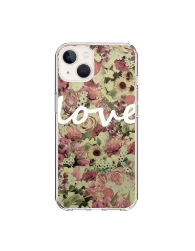 Coque iPhone 15 Love Blanc Flower - Monica Martinez