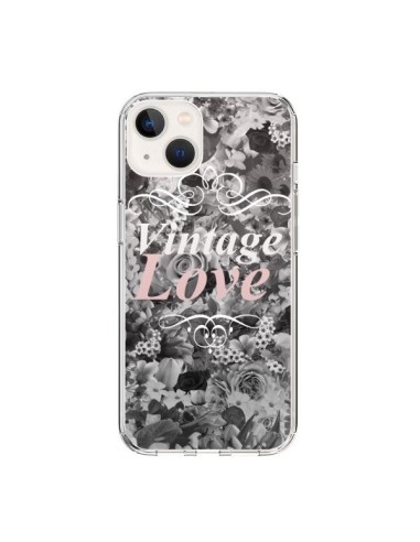 iPhone 15 Case Vintage Love Black Flowers - Monica Martinez