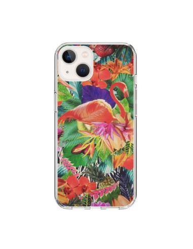 Coque iPhone 15 Tropical Flamant Rose - Monica Martinez