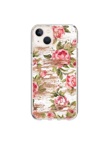 Cover iPhone 15 Eco Amore Pattern Legno Fiori - Maximilian San