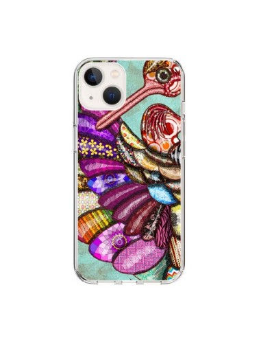 Coque iPhone 15 Paon Multicolore Eco Bird - Maximilian San