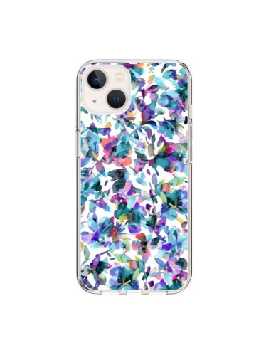 Coque iPhone 15 Aquatic Flowers Blue - Ninola Design