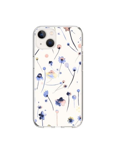 Coque iPhone 15 Blue Soft Flowers - Ninola Design