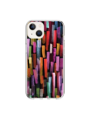 Coque iPhone 15 Colorful Brushstrokes Black - Ninola Design