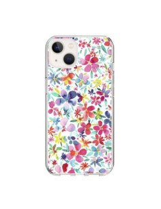 iPhone 15 Case Colorful Flowers Petals Blue - Ninola Design
