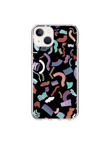 iPhone 15 Case Curly and Zigzag Stripes Black - Ninola Design