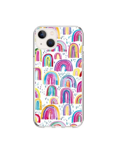 Cover iPhone 15 Cute Watercolor Rainbows Arcobaleno - Ninola Design
