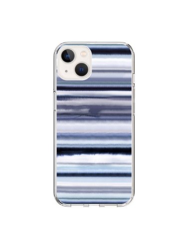 Coque iPhone 15 Degrade Stripes Watercolor Navy - Ninola Design