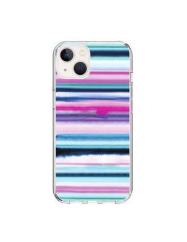 Coque iPhone 15 Degrade Stripes Watercolor Pink - Ninola Design
