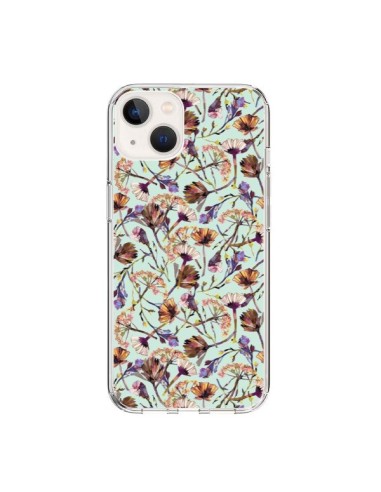 Coque iPhone 15 Dry Blue Flowers - Ninola Design