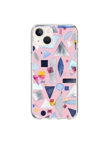Coque iPhone 15 Geometric Pieces Pink - Ninola Design