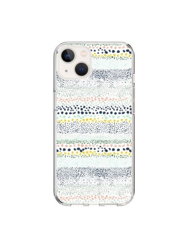 Coque iPhone 15 Little Textured Dots Green - Ninola Design