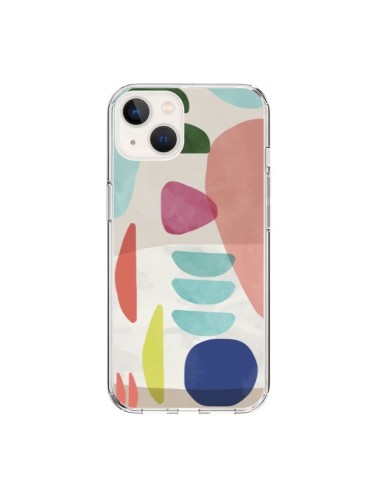 Coque iPhone 15 Moody Geometry Multi White - Ninola Design