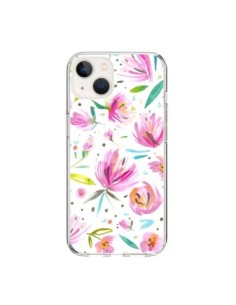iPhone 15 Case Painterly Waterolor Texture Flowers -...