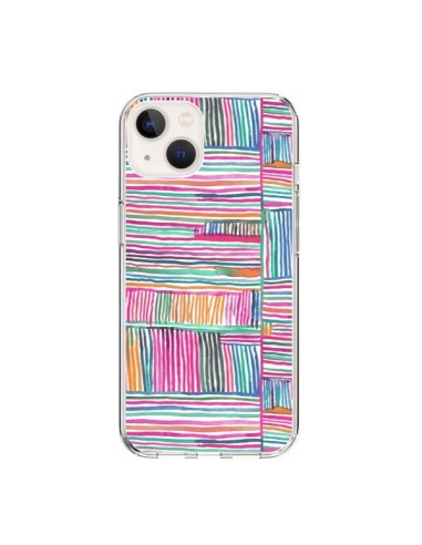 Coque iPhone 15 Watercolor Linear Meditation Pink - Ninola Design