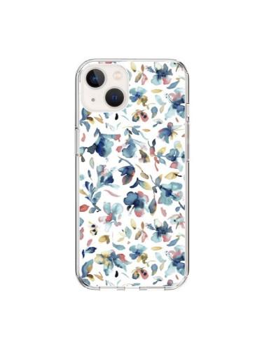 Coque iPhone 15 Watery Hibiscus Blue - Ninola Design