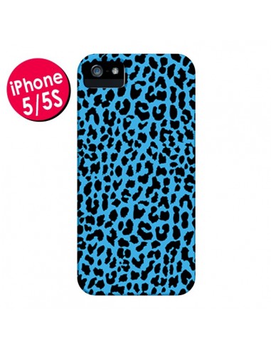 Coque Leopard Bleu Neon pour iPhone 5 et 5S - Mary Nesrala